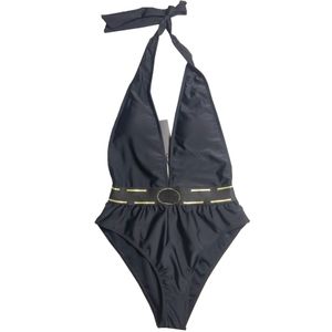 Sexy dos nu licou maillots de bain rétro imprimé rembourré une pièce Biquinis femmes concepteur profond V maillot de bain été noir maillot de bain