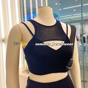 Sexy backless gebreide tanktops Zomer ademend slim fit vest Designer borduurwerk tanktop yoga vest sweatshirts