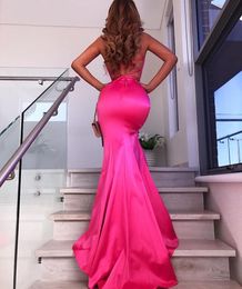 Sexy Backless Spaghetti Zeemeermin Prom Dress Goedkope Diepe V-hals Hoge Zijsplit Avondjurk Nieuwste Pageant Gown BM0900223Z