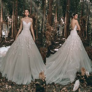 Sexy dos nu robes De mariée dentelle Appliqued une ligne chérie plage robe De mariée balayage Train sur mesure Vestidos De Novia