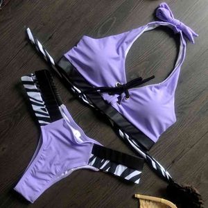 Sexy Bandage Badpak Zwart Strappy Bikini Thong Crop Top 2 Stuks Badmode Dames 2020 Biquini Vrouwelijke Gewatteerde Zwemmen Badpak X0522