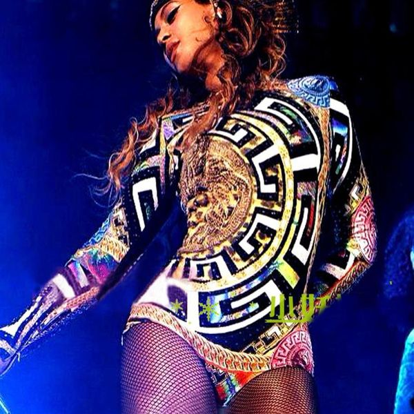 Sexy Beyonce Vêtements Jazz Hip Hop Costumes De Danse Sexy Discothèque Justaucorps Femme Combinaison Une Pièce Beyonce Tenues De Scène DL3253327t