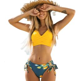 Bikini sexy 2024 Tankini Set Push Up Lady Women Traje de baño sólido Ropa de playa Traje de baño Traje de baño brasileño 240322