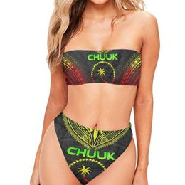 Sexy Bikini Chuuk Polinesia Imprimir Bandeau Traje de baño Mujer Traje de baño Mujeres Bikini Set Bañista Natación Ropa de playa Traje de baño 220616