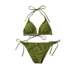 Bikini sexy fille natation vacances pur désir vent minceur cou suspendu bikini maillot de bain trempage dans les sources chaudes en plein air en gros