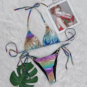 Ensemble de bikini sexy à imprimé de serpent coloré