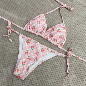 Sexy bikini zwempak zwempak voor vrouwen klassieke designer bikinis vrouw tweedelige zwempakken heerlijk roze kersen badmode zomer strand luxe badpakken