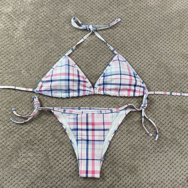 Sexy Bikini Swimsuit Swimming Suite pour femmes Luxury Lattice Plaid 3D Print Designer Swimwwear Swim Swim Hot Spring Bathing Trots Summer Beach Maillot de Bain