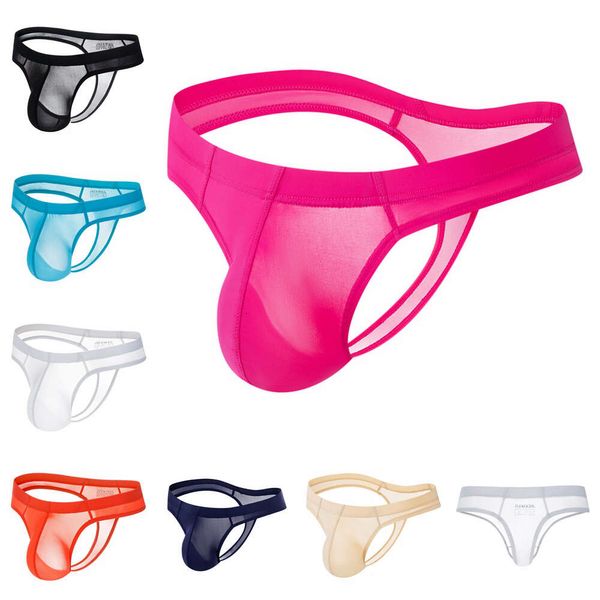 Bikini sexy Ultra mince fibre glace soie String Gay hommes sous-vêtements Boxer couleur unie G String garçon jockstrap