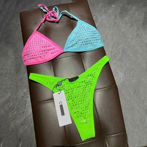 Sexy Bikini Femmes Plein Diamants Marque Deux Pièces Maillots De Bain Designer Cristal Maillots De Bain Plage De Luxe Maillots De Bain Trois Points S-XL