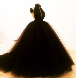 Robes de bal noires sexy robes de bal sans manches longues robes de soirée robes en crêpe pour robes de soirée 1809609
