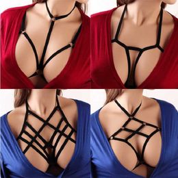 Sexy noir corps harnais Bondage sein jouet sexuel pour femmes érotique Lingerie ceintures élastiques hauts à bretelles soutiens-gorge en cage