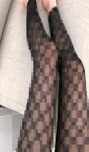 Collants de lettre brodée noire sexy