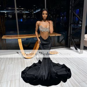 Sexy zwart meisje prom jurk zeemeermin 2023 strapless African formele gala party jurk gewaad longue mariage soiree