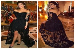 Sexy Black Prom Dresses Long Plus Size 2017 Fuera de los hombros Taradas de alta fiesta de alta fiesta de alta fiesta.