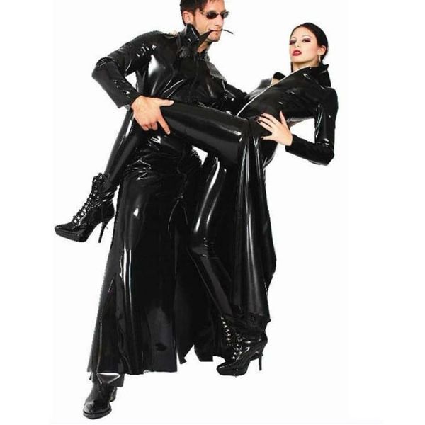 Sexy Noir PVC Robe Halloween Costumes Exotique Dancewear Femmes Érotique Faux Cuir Latex Catsuit Club Wear Costume Sex Teddies251V