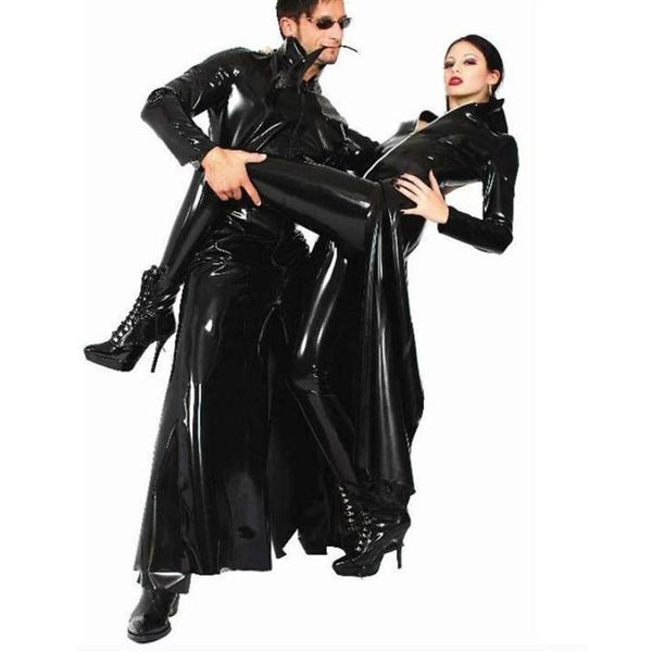 Sexy Noir PVC Robe Halloween Costumes Exotique Dancewear Femmes Érotique Faux Cuir Latex Catsuit Club Wear Costume Sex Teddies2651