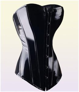 Sexy Black Pvc Overbust Corset Sampunpunk Basque Lingerie Top Goth Rock Corset sexy en cuir Trainer Corset pour les femmes Y111921997287