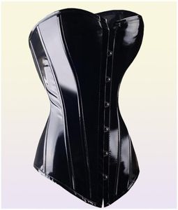 Sexy Black Pvc Overbust Corset Sampunpunk Basque Lingerie Top Goth Rock Corset sexy en cuir Trainer Corset pour les femmes Y111924869496