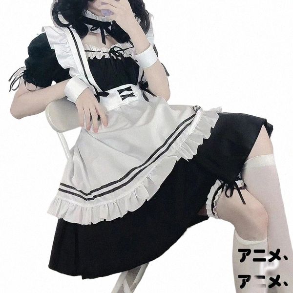 Sexy Noir Blanc Lolita Maid Filles Femmes Belle Cosplay Costume Outfit Dr Français Avril Servante Uniforme Exotique Café Maid 4XL k85H #