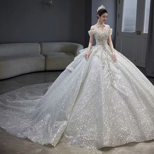 Bling sexy pour les femmes 2024 cristaux de perle en tulle arrière sans plage boho robe de mariée vestidos de novia robes nuptiales