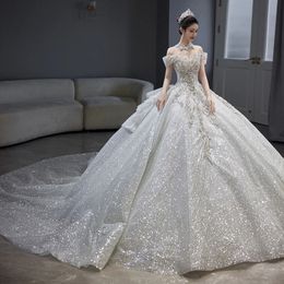 Robes de mariée sexy bling pour femmes 2024 cristaux de perle en tulle plage sans dos boho robe de mariage vestide