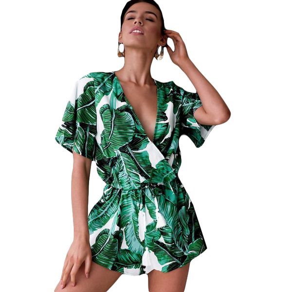 Sexy BodySuit Impression florale Femmes Rompeurs Top Jumpsuit PlaySuit Corps Feminino Bohemian Summer Summer Boho Vêtements Au Tops T200704