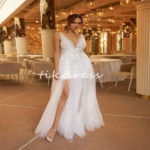 Robes de mariée bohème sexy 2024 V Appliques de cou de la Lace