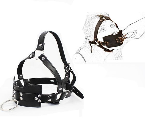 Sexy Bondage PU Leather Slave Head Head con bocadillo con correa de hocico Fetiche Ball BDSM Juego para adultos1405004