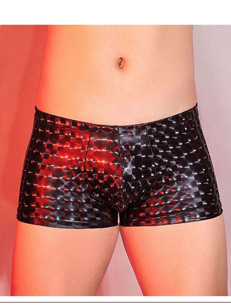 Boxer Boxer Fashion pour hommes Pu Faux Lingerie Lingerie Low Waited Underwear Man Vêtements Léopard Sous-pants