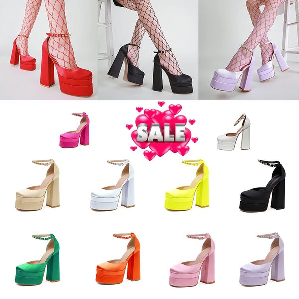 Zapatos de mujer de marca sexis, zapatos de tacón grueso con plataforma de charol, zapatos de fiesta para fiesta, vino, rojo, negro, rosa, talla grande