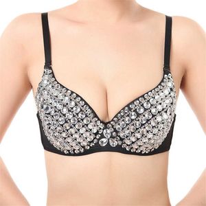 Sexy Bras Dames Party 2021 Nieuwe All-over Rhinestone Metallic Punk Dance Push Up BH Nightclub Kostuums Bras BRALETTE ENCAJE X0726