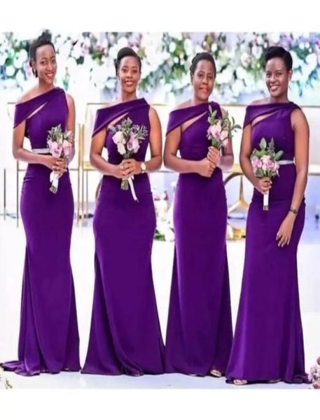 Vestidos de dama de honor sexy con hombros descubiertos, color morado, hasta el suelo, vestidos de invitados a la boda, vestido de dama de honor junior, seda elástica como satén Pa5323719