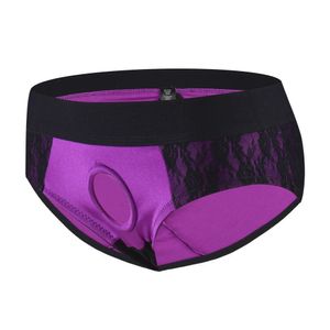 Slip sexy en dentelle, sous-vêtements dos nu, sangle portable sur harnais, culotte pour femmes et hommes, Lingerie ouverte, trou de pénis Gay Sissy 240311