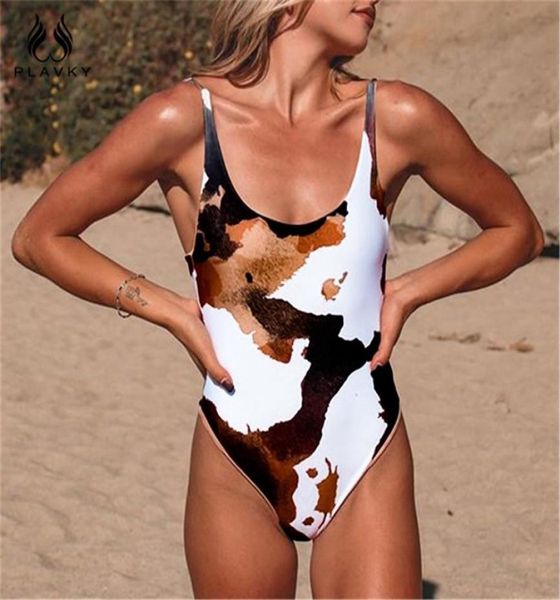 Sexy marron vache imprimé maillot de bain body dames Monokini string une pièce maillots de bain femmes maillot de bain Trikini Y2008246278728