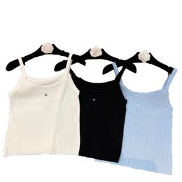 Sexy camisole geborduurd logo gebreide vest mouwloze backless tops dames zomer sporttanks tees ontwerper t shirts