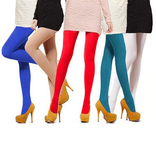 Collants à pieds opaques couleur bonbon pour femmes, collants épais en velours, à la mode, 120D, 263V