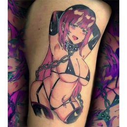 Sexy dessin animé fille tatouages étanche tatouage temporaire pour femme hommes Art faux autocollants de tatouage coloré Hentai durable bras tatouage
