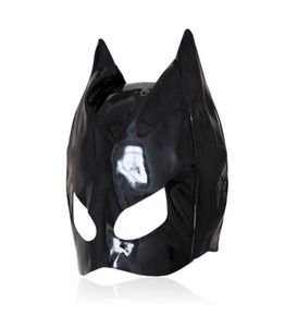 Masque de chat sexy masque pour les yeux de chat sexy costume de combinaison capuche en cuir noir lingerie sexy déguisement accessoire de cosplay B03010277457755