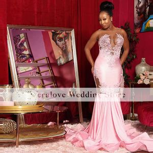 Sexy c￩l￩brer la robe de bal sir￨ne 2022 perles cristal rose rose de soir￩e formelle de soir￩e vestide de gala robes de f￪te