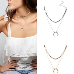 Collier de chaîne sexy pour femmes alliage paillettes lune pendentif collier ras du cou ras du cou Maxi Bijoux 2021 Bijoux Sautoirs