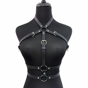 sexy borst harn voor vrouwen lederen lingerie bdage body harn riem gotische fetisj kleding suspenders rave sex speelgoed f8ov#