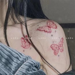 Sexy Schlüsselbein Tattoos Schmetterling Fake Tattoo Mädchen Rosa Temporäre Tattoos Y2K Wasserfest Tattoo Aufkleber Arm Tattoo