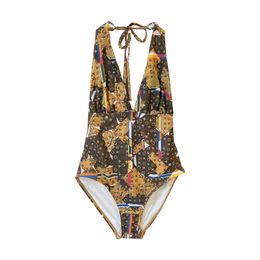 Sexy heldere riem vorm zwempakken omkeerbaar strand bikini -zwempak dames bikini sexy bloemen halter badkleding één stuk v nek badpak zomervakantie strand slijtage