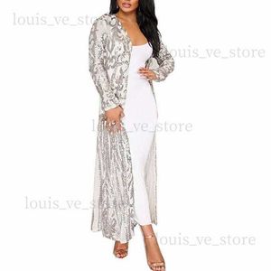 Sexy Clubwears Women Sequine Cardigan Chop para Party Club Night Cocktail Prom Brillo Duster Outwear Outwear Patrón Paisley T230809