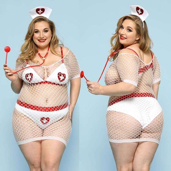 Costume Sexy JSY Infirmière Sexy Cosplay Ensemble Grande Taille Femmes Robe En Résille Sous-Vêtements Lingerie Érotique Costumes Porno Tenues De Jeu De Rôle Sexuel