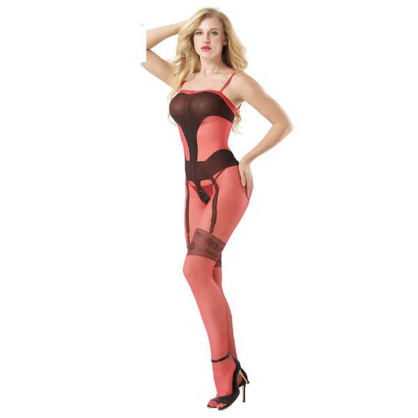 Costume Sexy voir à travers les femmes sans entrejambe combinaison Lingerie Sexy maille transparente femme body sous-vêtements érotiques dames ouvert entrejambe Catsuit