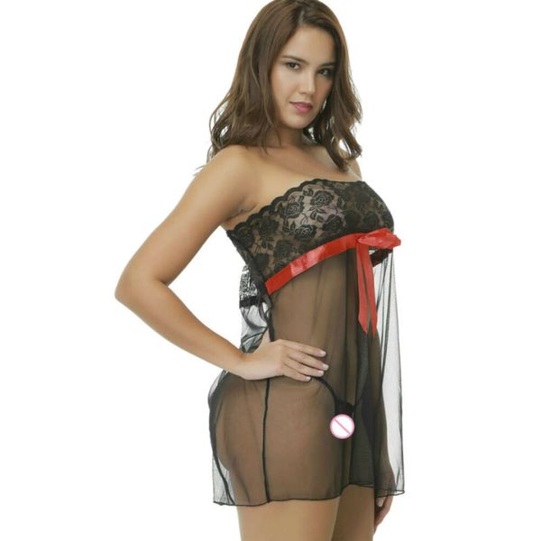 Costume sexy Transparent en dentelle enveloppe de mammaire jupe sexy lingerie set plus taille sommiers Voir à travers des sous-vêtements érotiques Sexe de nuit