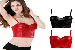 Sexy Crop Top Steampunk Corse Gothic Afslanken Vrouwen Lederen Shapewear Zwart Party Shows Club Crop Vest Beha Goth Sling tops9841852