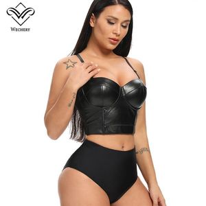 Haut court Sexy Steampunk Corse gothique amincissant pour femmes, vêtement modelant en cuir, spectacle de fête noir, gilet court, soutien-gorge Goth Sling Tops2909